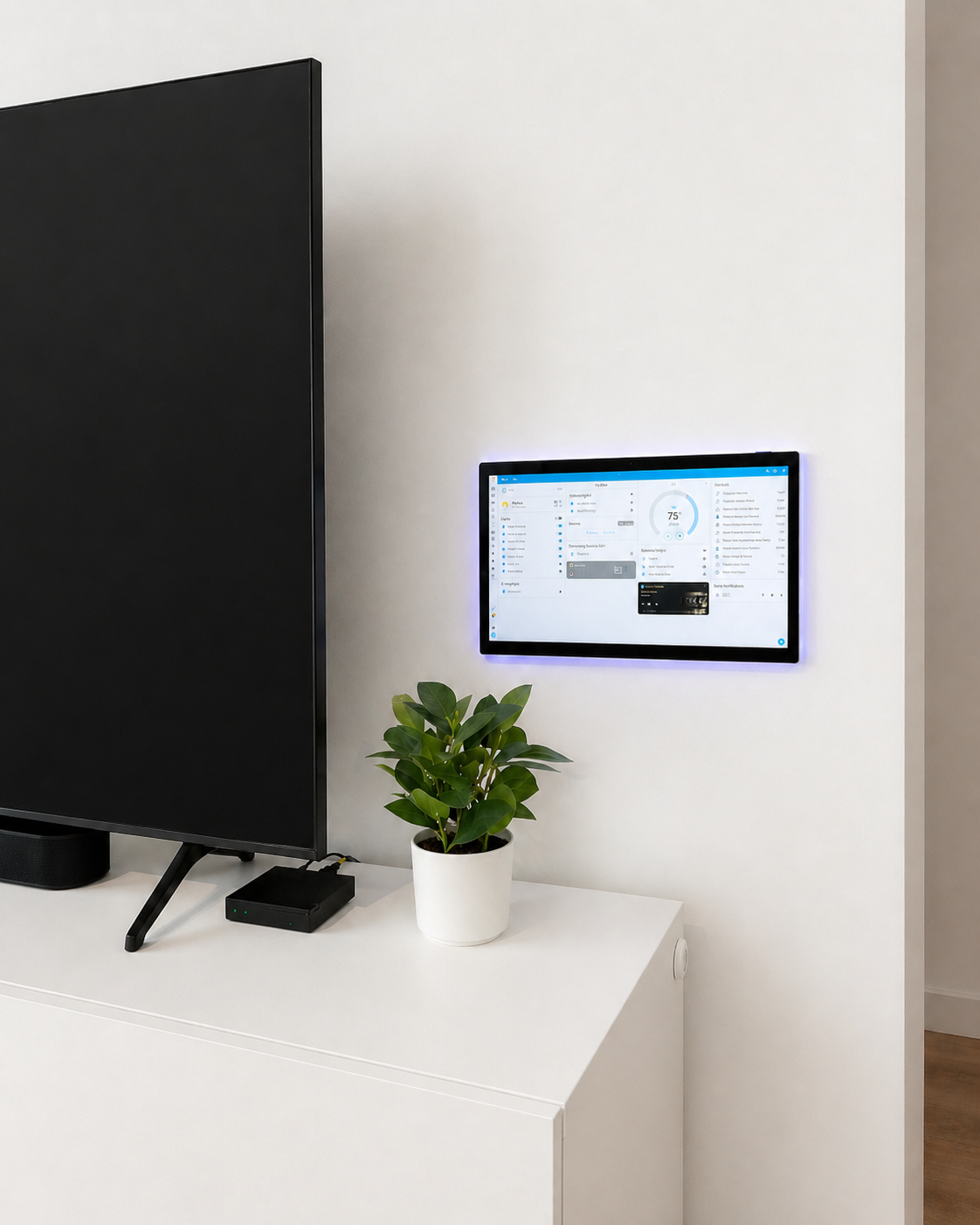 HOMIQ Smart Home Panel instalado con iluminaci&oacute;n perimetral